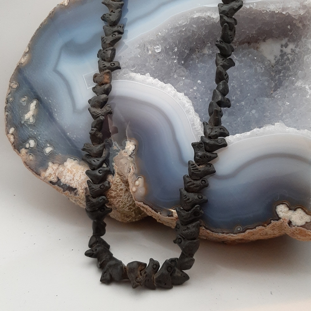 Vintage Oaxacan Barro Negro Black Clay Beads